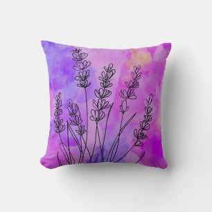 Oreiller à jet d'aquarelle Abstraite Lavender
