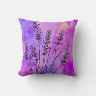 Oreiller à jet d'aquarelle Abstraite Lavender