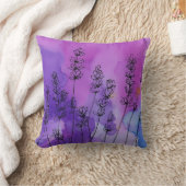 Oreiller à jet d'aquarelle florale de lavande (Couverture)