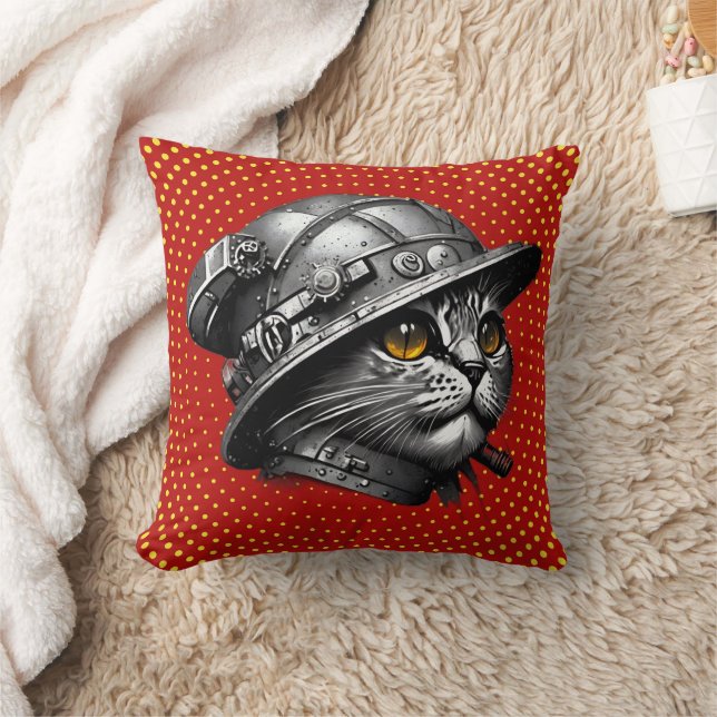 Oreiller à jet de chat en vapeur - Pop Art rencont (Couverture)