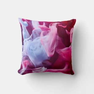 Oreiller à jet de peinture rose et en poudre bleu