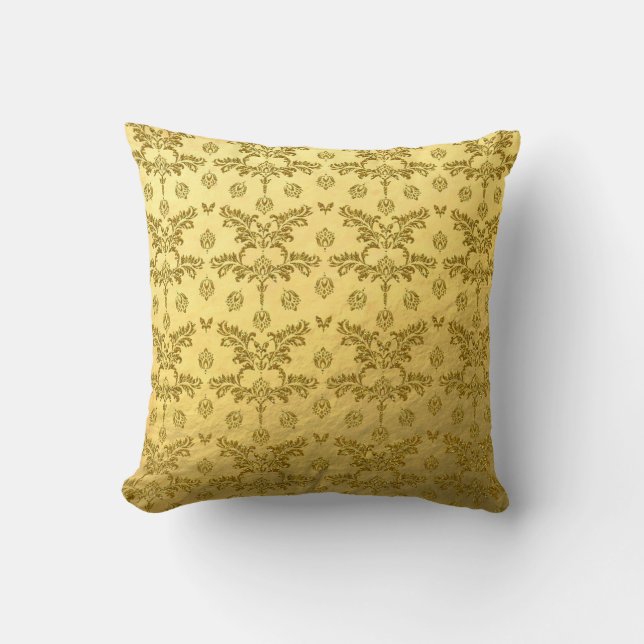 Oreiller à jet d'or Damask Faux Gold (Recto)