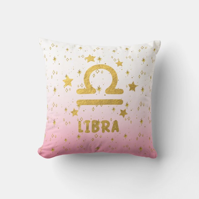 Oreiller à jeton rose et or de Libra Zodiac (Recto)