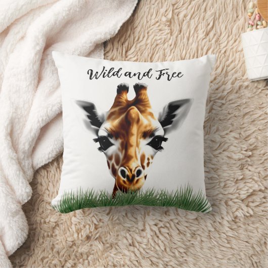 Oreiller À Jets De Giraffe Sauvage Et Gratuit (Couverture)