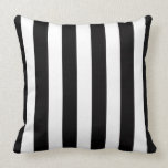 Oreiller à lancer à bande noire et blanche<br><div class="desc">Cet oreiller rayé noir et blanc peut être customisé avec des initiales ou d'autres textes pour un look personnalisé.</div>