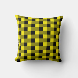 Oreiller à lancer à chèque noir et jaune