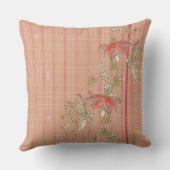 Oreiller à lancer à fleurs rose et tan (Verso)
