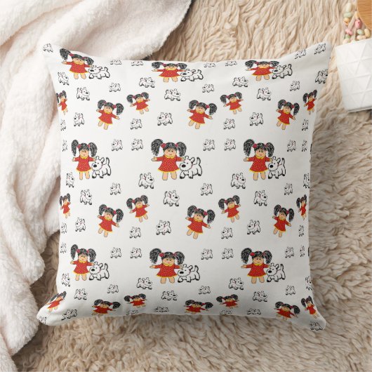 Oreiller à lancer à main rouge noir blanc (Couverture)