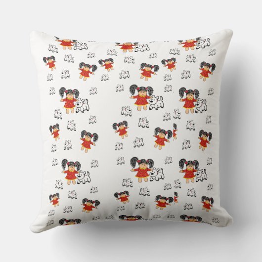 Oreiller à lancer à main rouge noir blanc (Verso)