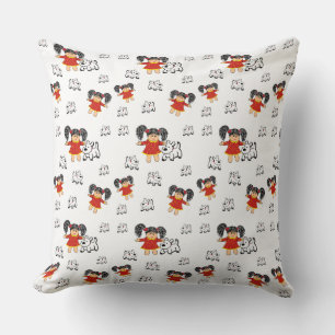 Oreiller à lancer à main rouge noir blanc