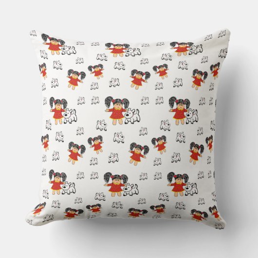 Oreiller à lancer à main rouge noir blanc (Recto)