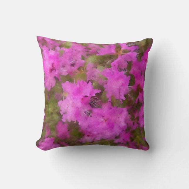 Oreiller à lancer - Aquarelle violette Rhododendro (Recto)