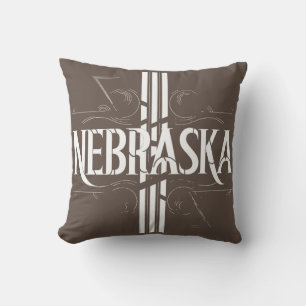 Oreiller à lancer Art déco du Nebraska 16x16