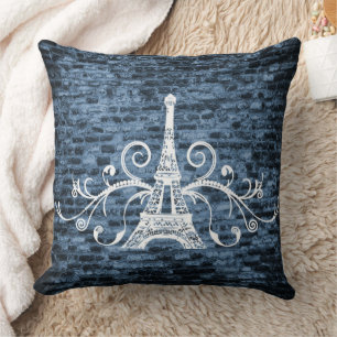 Oreiller à lancer bleu Eiffel