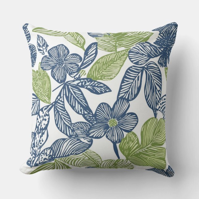 Oreiller à lancer bleu et blanc (Recto)