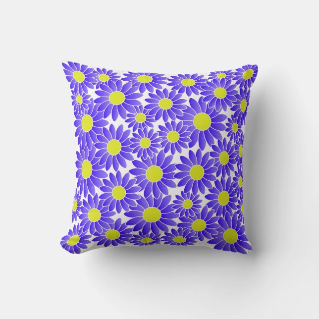 Oreiller à lancer bleu et jaune (Recto)
