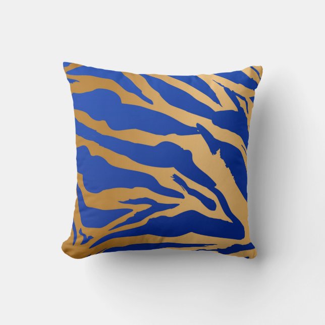 Oreiller à lancer bleu et or Tiger (Recto)