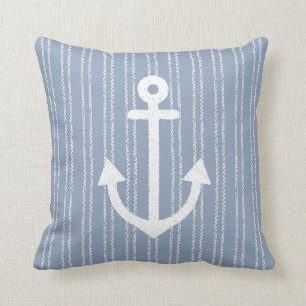 Oreiller à lancer bleu rayé Ancre