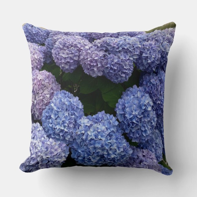 Oreiller à lancer bleu violet Hydrangea (Recto)