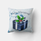 Oreiller à lancer cadeau de Noël bleu (Verso)