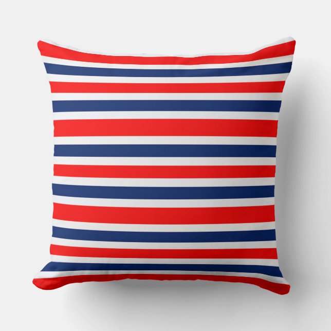 Oreiller à lancer Carré rouge blanc et bleu (Recto)