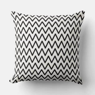 Oreiller à lancer classique noir et blanc Chevron
