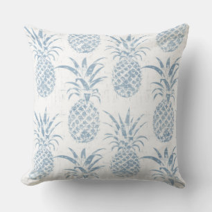Oreiller à lancer d'ananas bleu et blanc