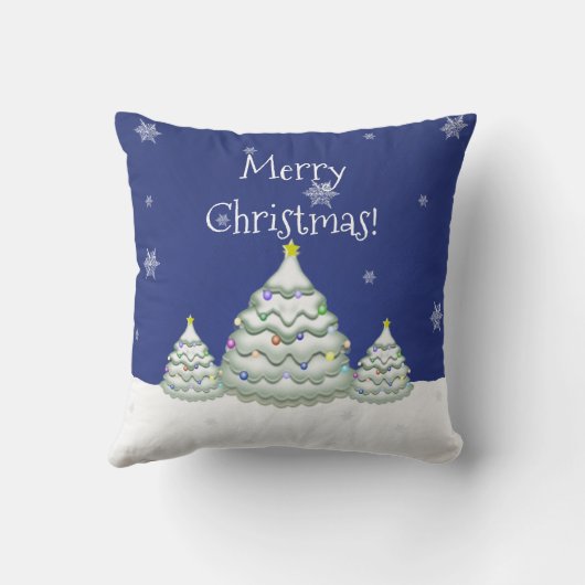 Oreiller à lancer d'arbre de Noël bleu (Verso)