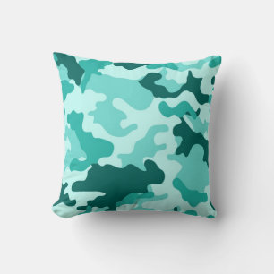 Oreiller à lancer de camo vert turquoise