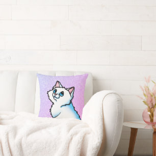 Oreiller à lancer de chat blanc KiniArt