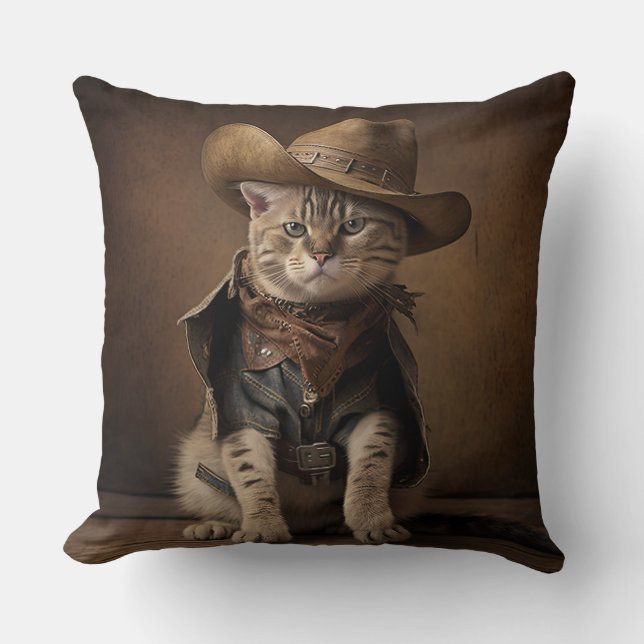 Oreiller à lancer de chat Cowboy (Recto)