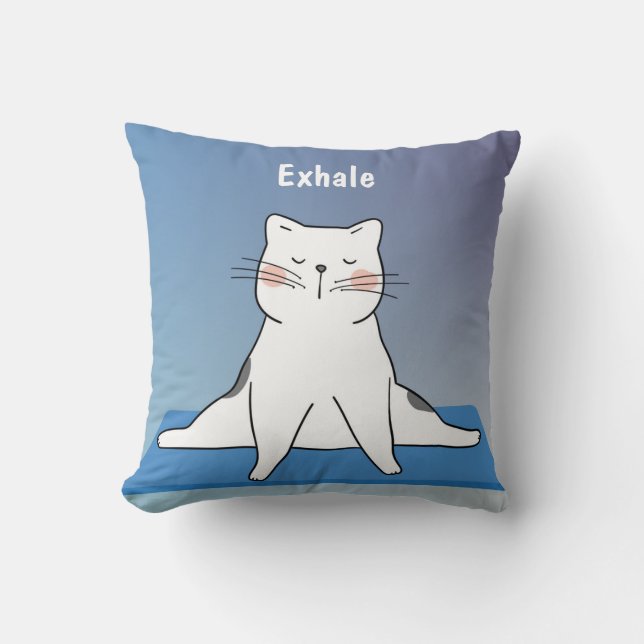 Oreiller à lancer de chat de Yoga, 16" x 16", Éche (Recto)