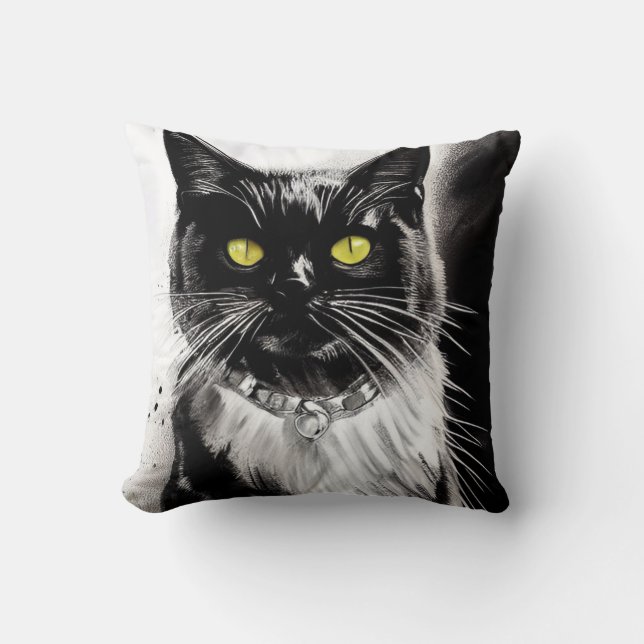 Oreiller à lancer de chat noir (Recto)