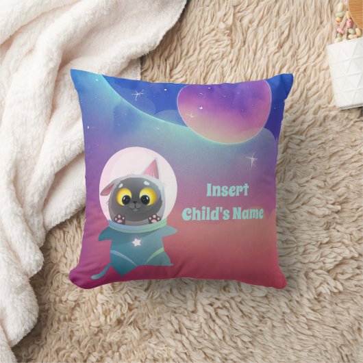 Oreiller à lancer de chat spatial personnalisé (Couverture)