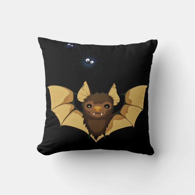 Oreiller à lancer de chauve-souris d'Halloween (Recto)