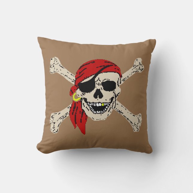 Oreiller à lancer de Jolly roger de pirate (Recto)