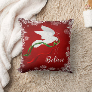 Oreiller à lancer de la colombe blanche de Noël