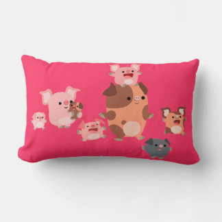 Oreiller à lancer de la famille de cochon en dessi