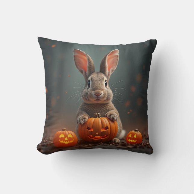 Oreiller à lancer de lapin d'Halloween (Recto)