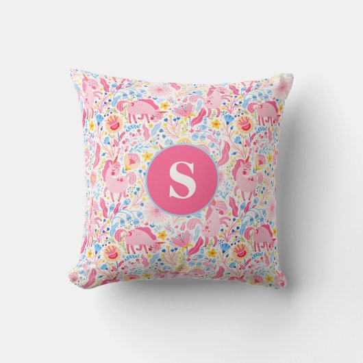 Oreiller à lancer de licorne rose (Recto)