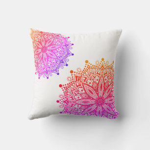 Oreiller à lancer de mandala arc-en-ciel Boho