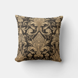 Oreiller à lancer de modèle Damask or