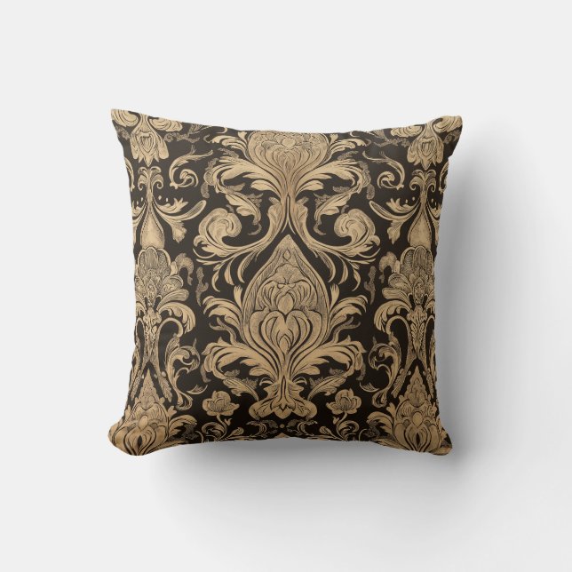Oreiller à lancer de modèle Damask or (Recto)