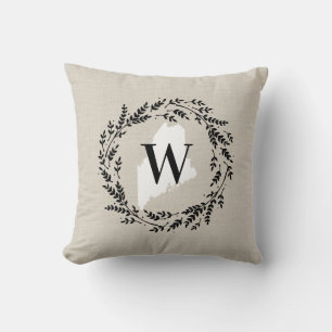 Oreiller à lancer de monogramme de couronne rustiq