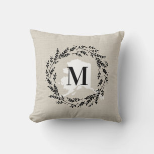 Oreiller à lancer de monogramme de germe rustique