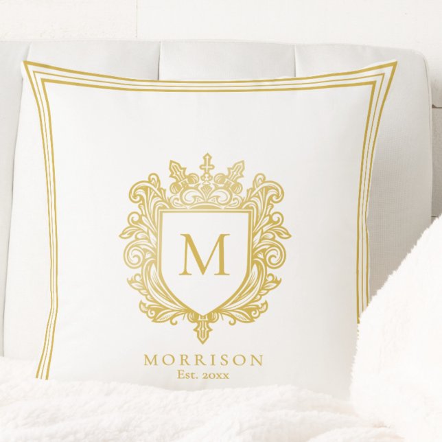 Oreiller à lancer de monogramme d'or (Créateur téléchargé)