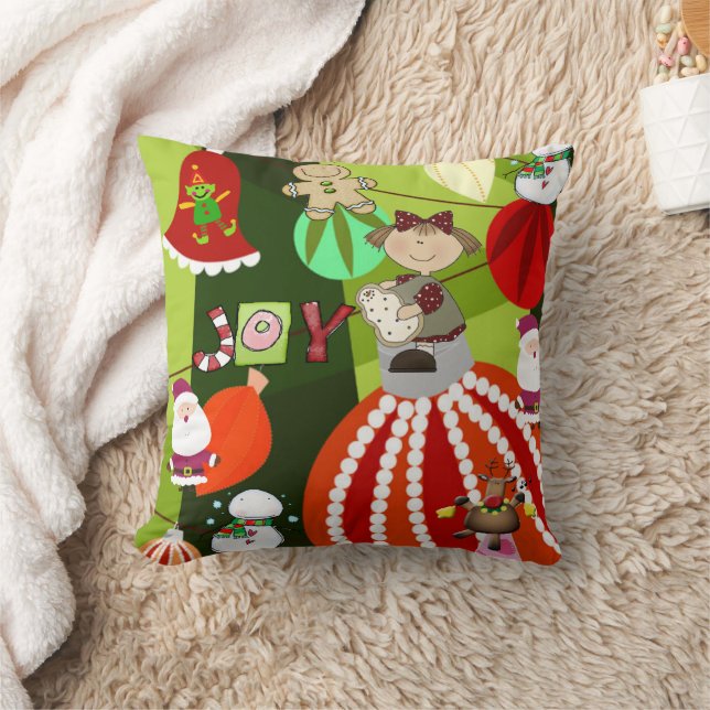 Oreiller à lancer de Noël, Bow rouge à plis bleu (Couverture)