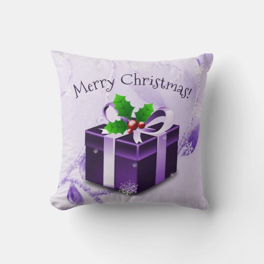 Oreiller à lancer de Noël pourpre (Recto)