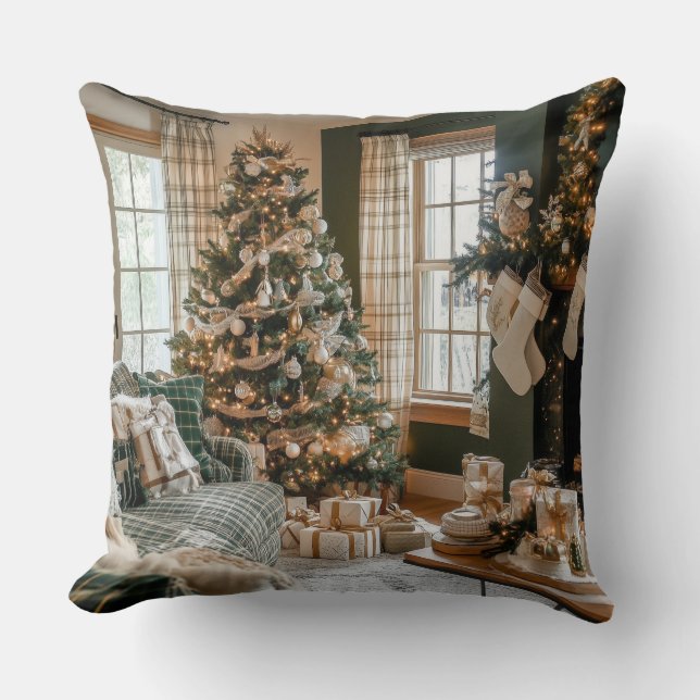 Oreiller à lancer de Noël rustique (Recto)