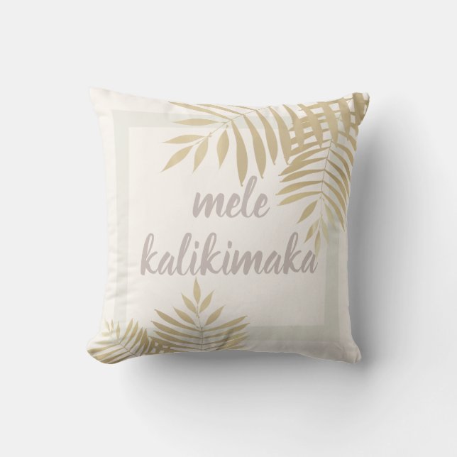 Oreiller à lancer de palmier d'or Mele Kalikimaka (Recto)